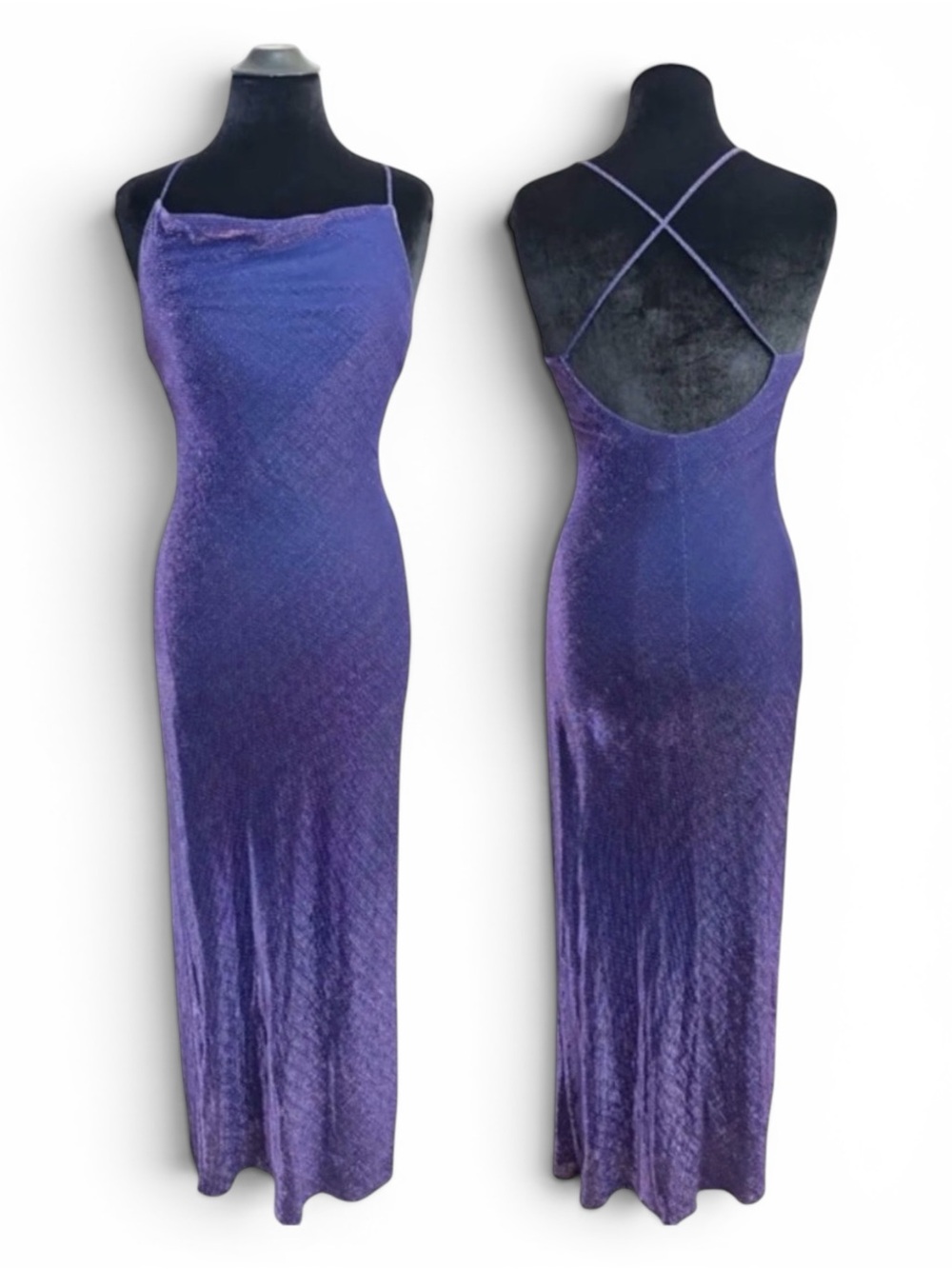 Y2K Glitter Metallic Micro Mesh Maxi Dress